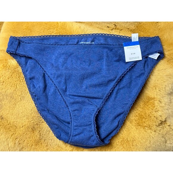 Charter Club Women's Everyday Cotton Bikini Underwear, Galaxy Blue, Size XL, NWT - Picture 2 of 4